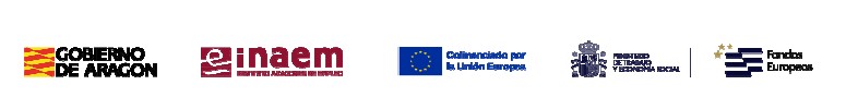 Logos institucionales: Gobierno de Aragón, INAEM, Unión Europea, Ministerio de Trabajo y Economía Social, Fondos Europeos